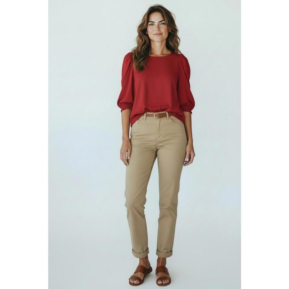 NWOT SHEIN Women’s Maroon Puffy Sleeve Blouse, Size Large